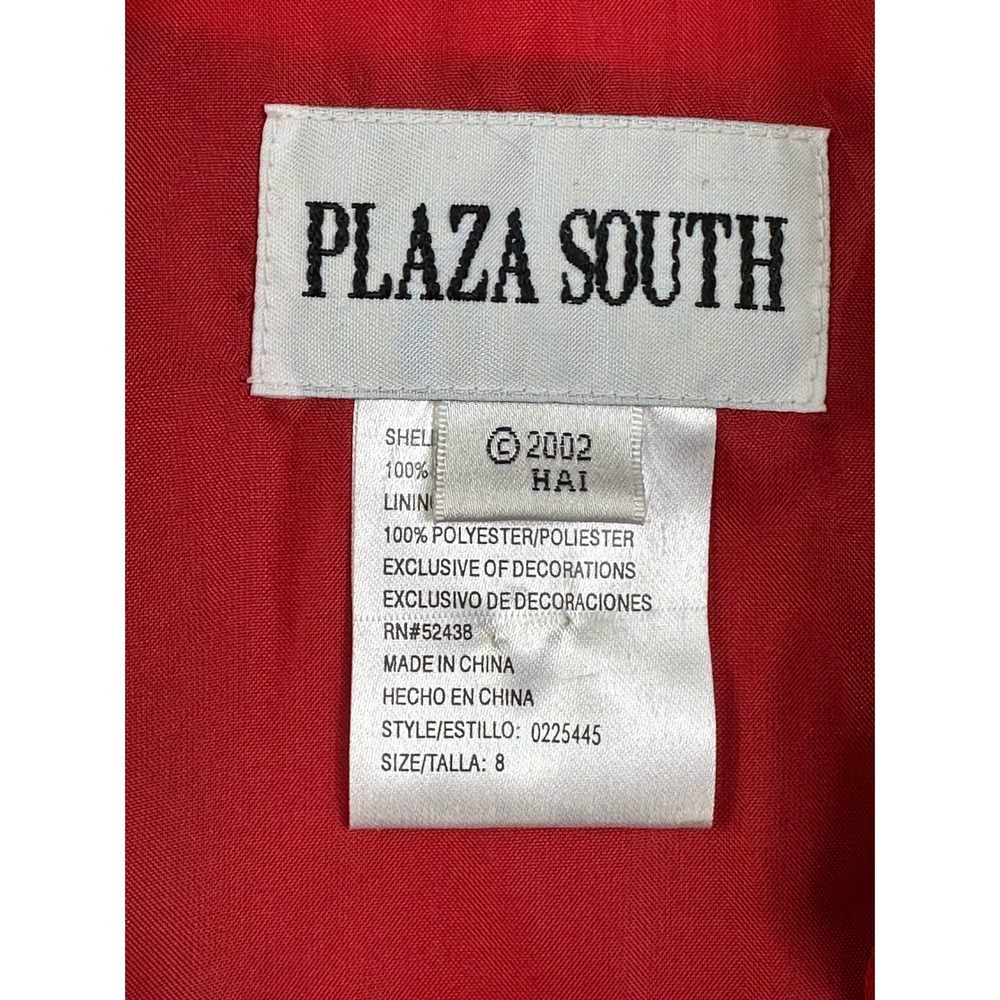 Plaza South Red Wrap Jacket Embroidered Trim Side Tie Blazer Size 8 0225445 - Picture 5 of 14